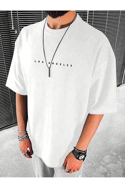 MOONBULL Pánské oversize tričko Los Angeles s potiskem na hrudi