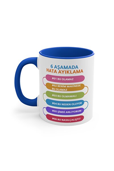 yüksel34 Yazılım Mühendisine Özel Kupa Bardak , 6 Aşamada Hata Ayıklama Temal...