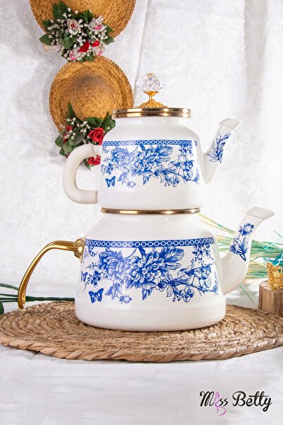 Miss Betty Emaye Çaydanlık Ve Şekerlik Takımı Bluelife