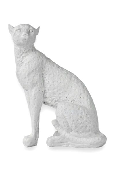Evene Biblo Dekoratif Obje Heykel Leopar Biblo Dekoratif Süs Eşyası Beyaz Model 33