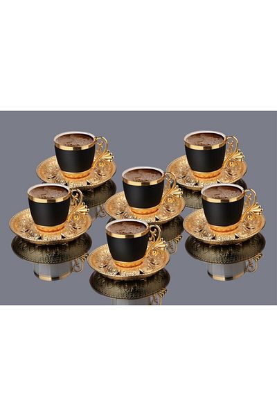 MOS'EV Black Gold Coffee Set 12 Pieces for 6 People
