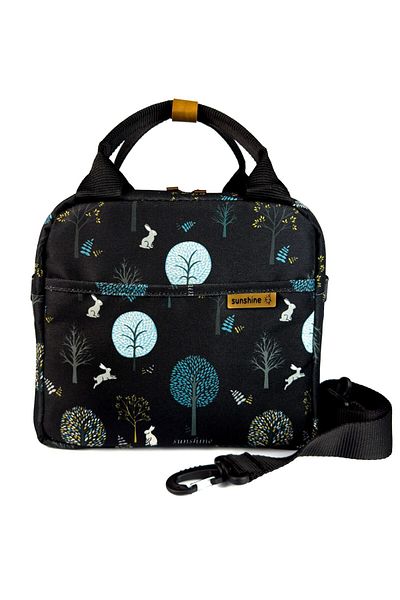 SUNSHINE Black Tree Pattern Waterproof Fabric Insulated Lunch Bag Thermal Bag Lunch Box