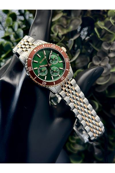 Quantum Brand Multifunction Steel Case Stylish Women's Wristwatch with Steel Cord
