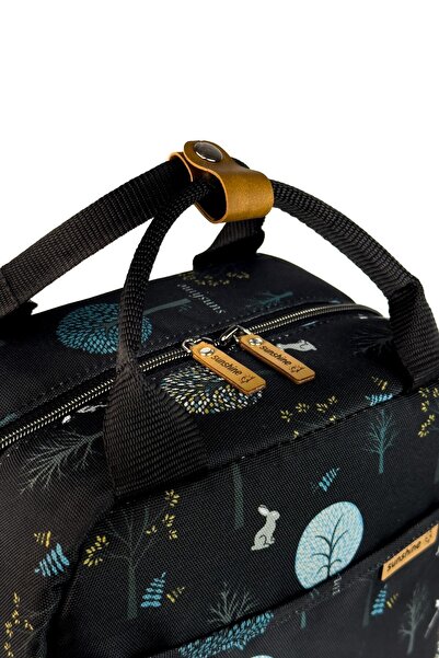 SUNSHINE Siyah Ağaç Desen Su Geçirmez Kumaş Yalıtımlı Yemek Çantası Termal Çanta Beslenme Çantası