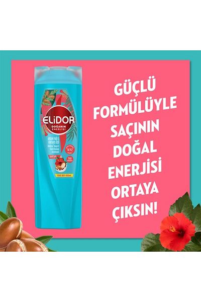 Elidor Hair Care Shampoo - Energy of Nature, Argan Oil and Hibiscus Essence Loss, Strong Growth