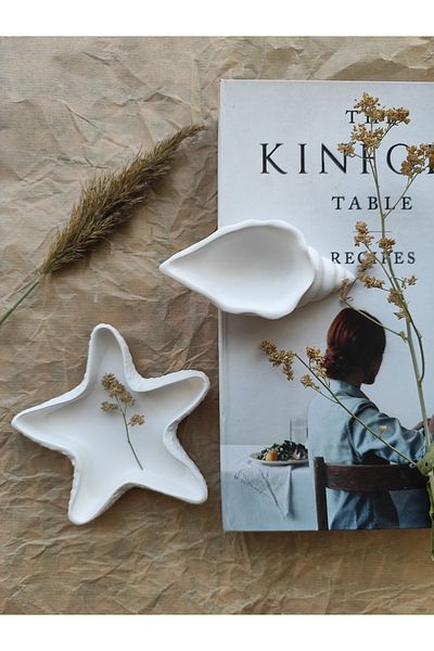 Minima Art Studio Sea Shell Shaped Jewelry Plate Organizer Plate Candle Holder