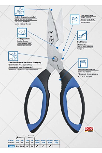 Solingen KRETZER FINNY çok amaçlı mutfak makası - 8,0" / 20 cm 771620