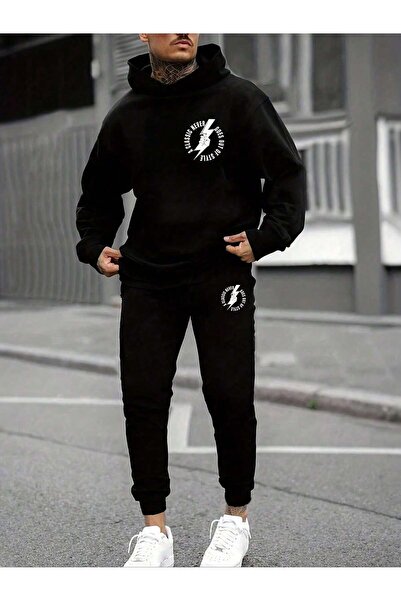 donamod Muška crna A Classic Kengur džep Sa kapuljačom trenerka