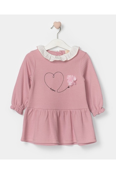 Little Pumpkin فستان عطلة مزين بالزهور ومطرز على شكل قلب