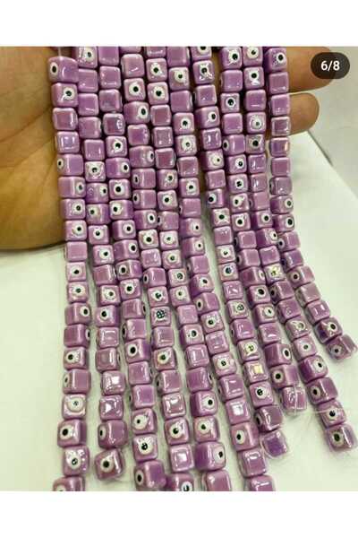 ella'nın çarşısı Cub ceramic cu mărgele de ochi rău violet. 1 cm x 1 cm. 10 b...