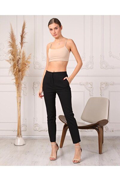 CESS COLLECTİON Yüksek Bel Klasik Dar Paça Pantolon