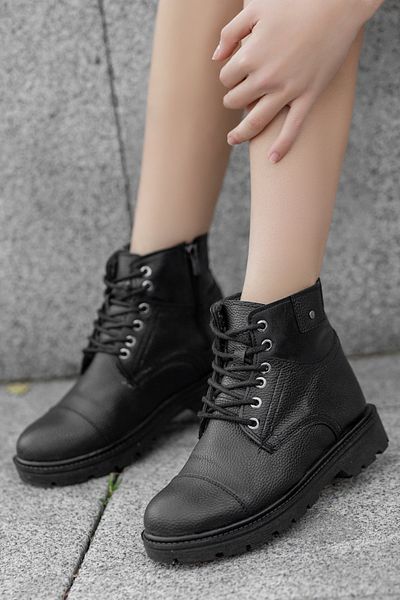 Sanvio Tarzkar Damen-Stiefel aus schwarzem Lammfell, lässig, bequem, kalt und wasserdicht, robust, garantiert rutschfeste Sohle