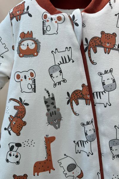 PODİUM GİYİM Special Series New Trend Cute Baby Animals Printed 100% Cotton Winter Sleeping Bag-Overalls