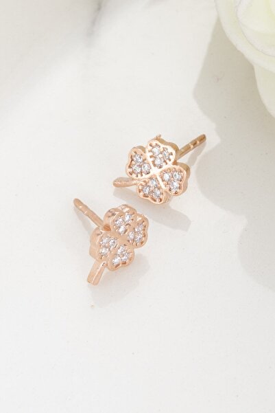 ESSARE 925 Ayar Gümüş Dört Yapraklı Yonca Minimal Kadın Küpe