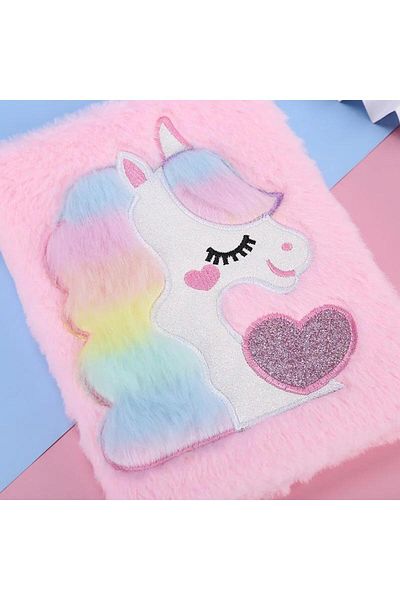 BLA GROUP Cute Plush Unicorn Notebook, Memory Book, Memory Book, Diary