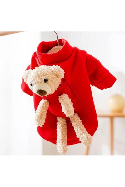 PetiliDünya Cute teddy bear sweat Cat & Dog Outfit with toy sweat