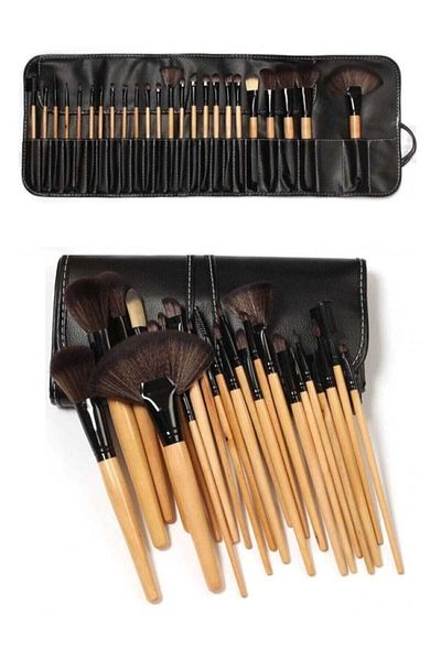 HaLVeY 24 Piece Makeup Brush Set with Black Bag