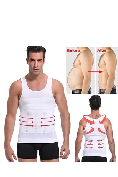 Esbersi Hoshin Men's Tank Top Corset - Waist and Chest Gathering, Firming Helping Upright Posture