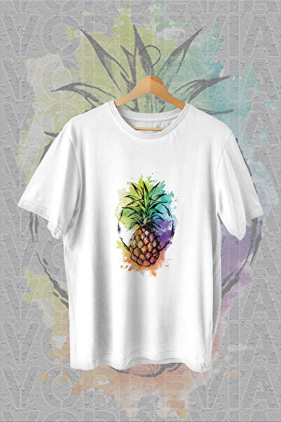 Vordevia Ananas Štampano Beli Oversize kroj T-shirt
