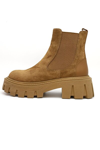 GLAZA Kadın Hakiki Deri Taba Süet Günlük Bot