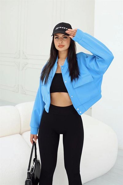 Black Level Jachetă bomber cu buzunare largi Albastru