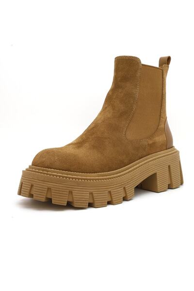 GLAZA Kadın Hakiki Deri Taba Süet Günlük Bot