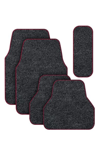 EVRENSELMARKET Evrensel Market Fiat Egea Cross Uyumlu Siyah Kırmızı Kenar Oto Paspas Seti 5parça