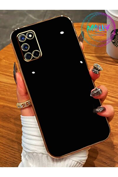 Molly Technology Oppo A72 İçin Siyah Kenarları Gold Detaylı Lüks Silikon Kılıf