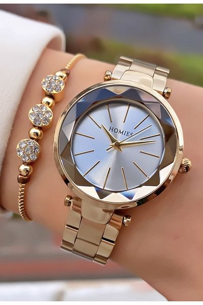 Homies Brand Gold Color Cutout Glass New Season Women's Wristwatch