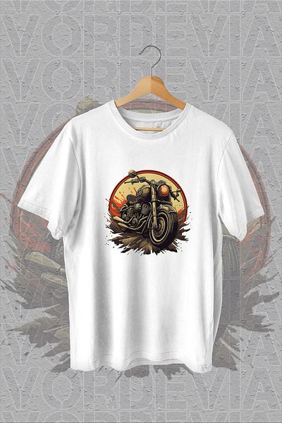 Vordevia Μοτοσικλέτα με στάμπα λευκό μπλουζάκι Oversize