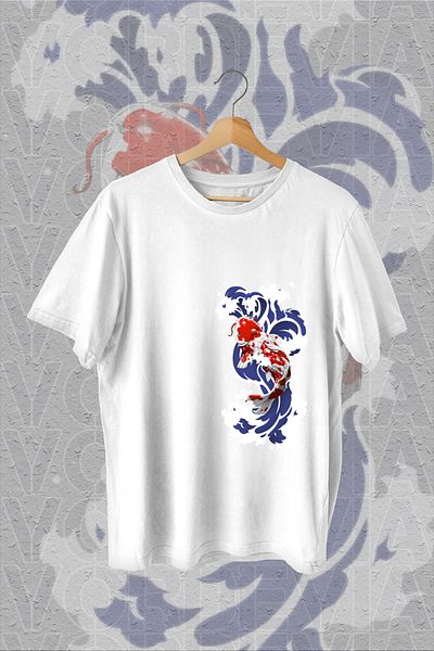 Vordevia Μπλουζάκι με στάμπα Koi Fish Λευκό Oversize