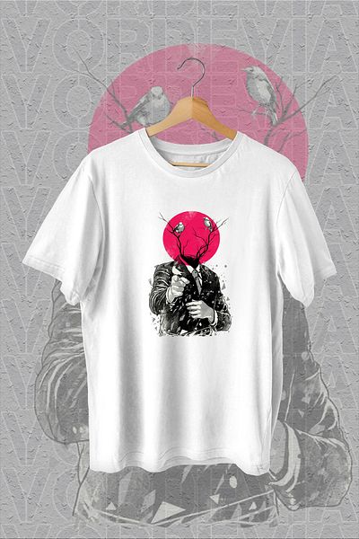 Vordevia Tricou supradimensionat alb cu imprimeu păsări