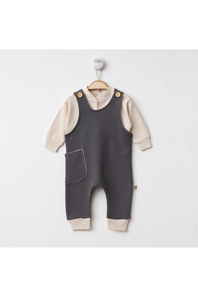Minimus Newborn Baby Girl and Boy Cotton Salopet and Sweatshirt 2-Piece Unisex Style Newborn Baby Set