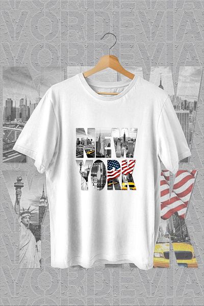 Vordevia Tricou oversize alb cu imprimeu New York