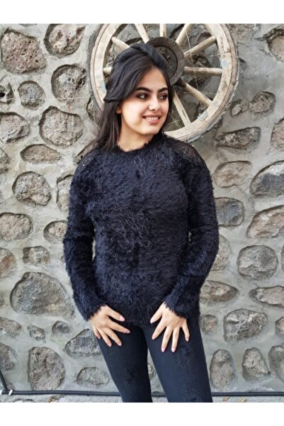 FERGAN Kadın Siyah Yumoş Kazak