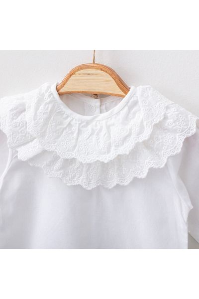 Minimus Newborn Baby Girl Rosa Rompers Set Terikoton Lace Lora Hat Woven Baby Set Ecru