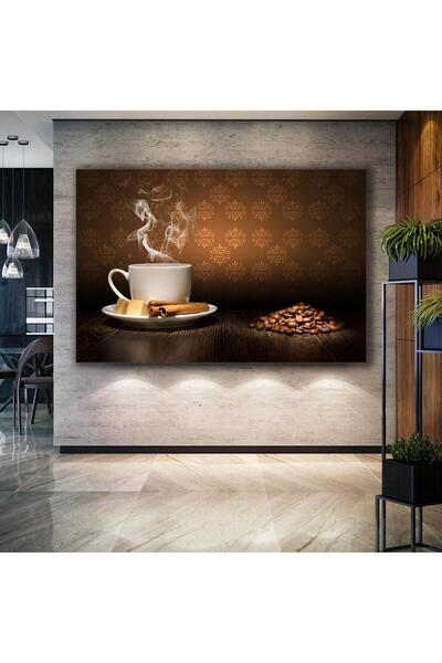 SML TABLO Dumanı Tüten Kahve Tarçın Ve Kahve Çekirdekleri Mutfak Dekor Yatay ...