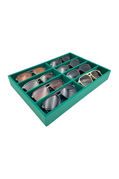 sezginkutuveaksesuar Glasses Organizer 8-Piece Painting Suede Green
