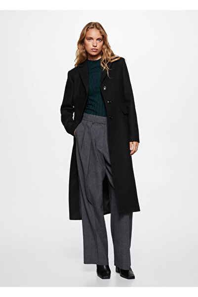 MANGO Woman Γυναικείο Μαύρο Παλτό37096715