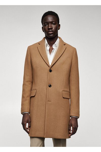MANGO Man Męski płaszcz dla dorosłych w kolorze ciemnego wielbłąda47010020