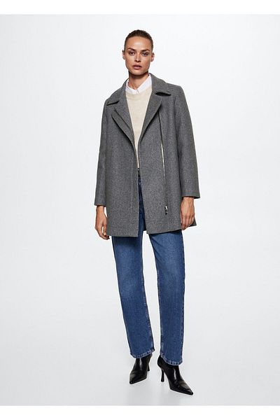 MANGO Woman Gray Women's Coat37067738