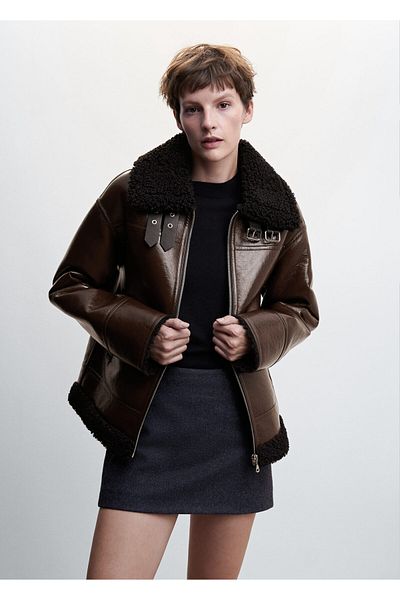 MANGO Woman Dunkelrote Jacke für Damen