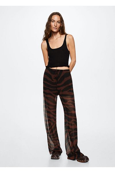 MANGO Woman Black Women's Trousers 37094392