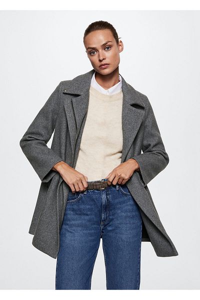 MANGO Woman Gray Women's Coat37067738