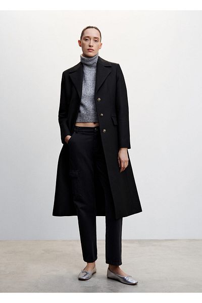 MANGO Woman Palton negru de damă37076709
