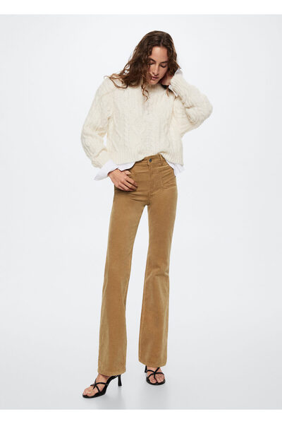 MANGO Woman Pantaloni de damă bej37008256