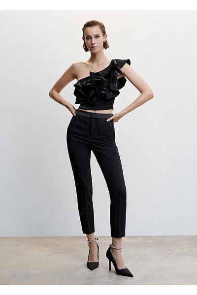 MANGO Woman Černé dámské kalhoty 37099101