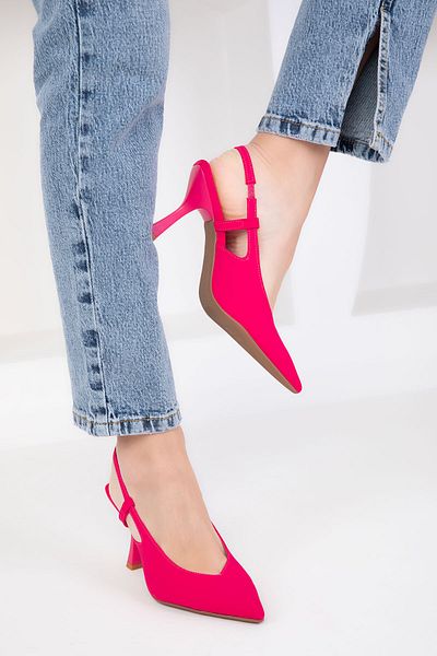 SOHO Fuchsiafarbene, matte Satin-Klassiker-Schuhe mit Absatz für Damen 18821