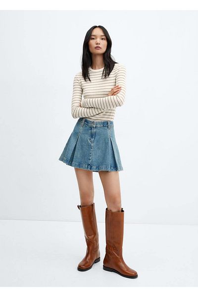 MANGO Woman Tricou țesut în dungi
