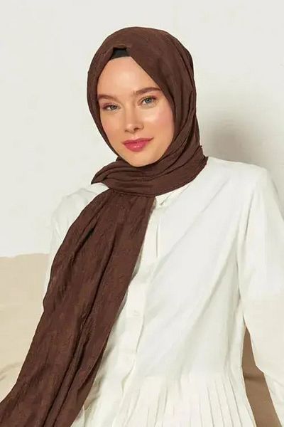 Madame Polo Bamboo Craş Shawl-BITTER BROWN